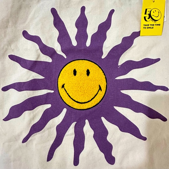 SMILEY Sun Smiley Face Tote Bag NWT - Picture 3 of 5